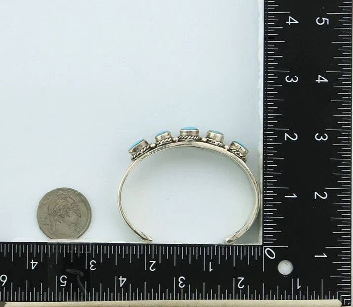 Navajo Cuff Bracelet Sterling Silver Turquoise Handmade Vintage Signed JN