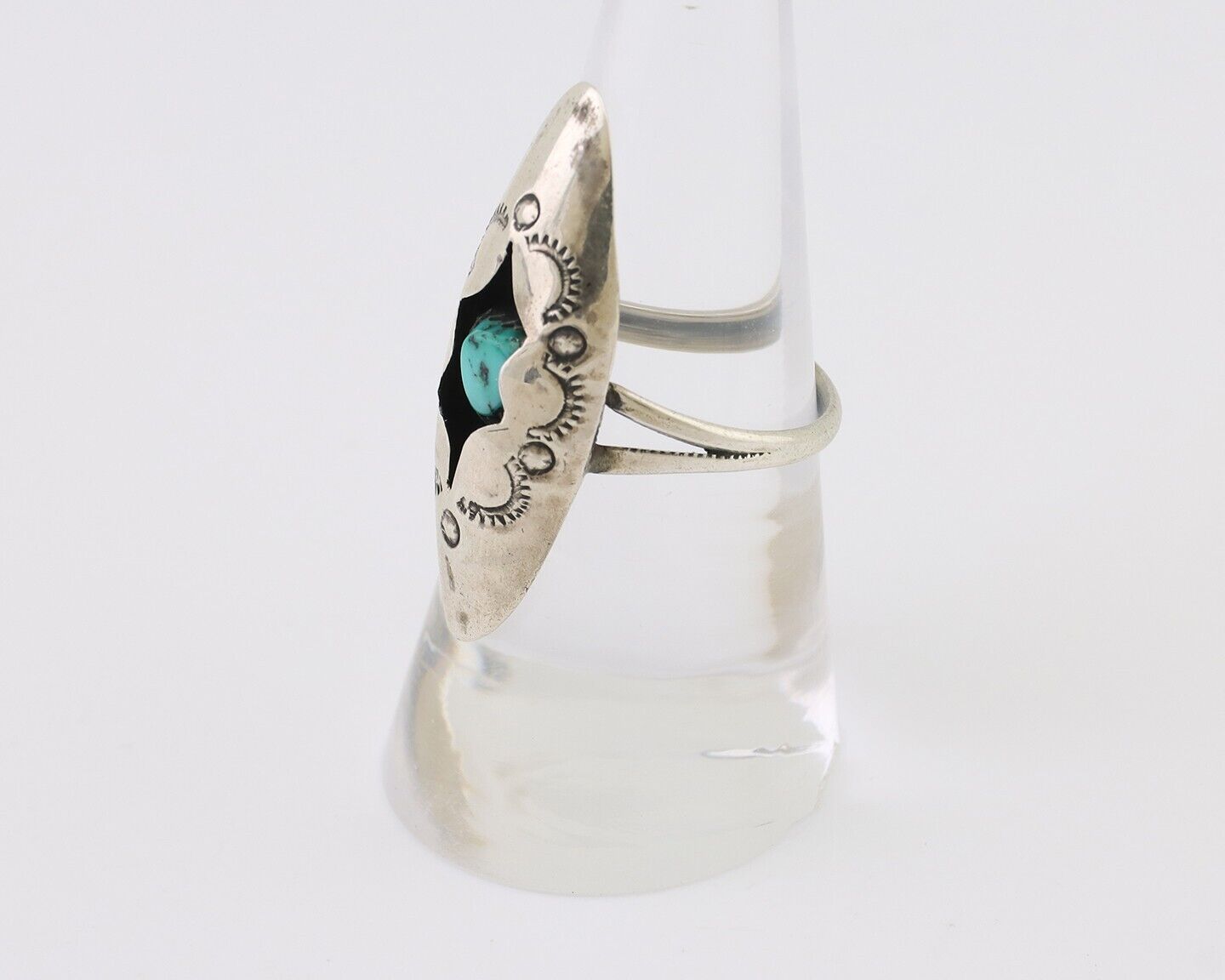 Navajo Ring 925 Silver Natural Blue Turquoise Native American Artist C.80's