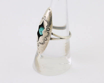 Navajo Ring 925 Silver Natural Blue Turquoise Native American Artist C.80's