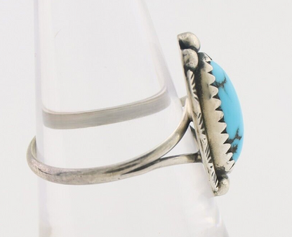 Navajo Ring 925 Silver Sleeping Beauty Turquoise Artist Signed SC C.80's