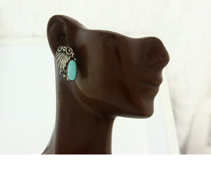 Navajo Earrings Sterling Silver Turquoise Vintage Dangle Handmade