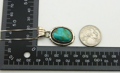 Navajo Necklace 925 Silver Natural Turquoise Artist Signed UP C.80's