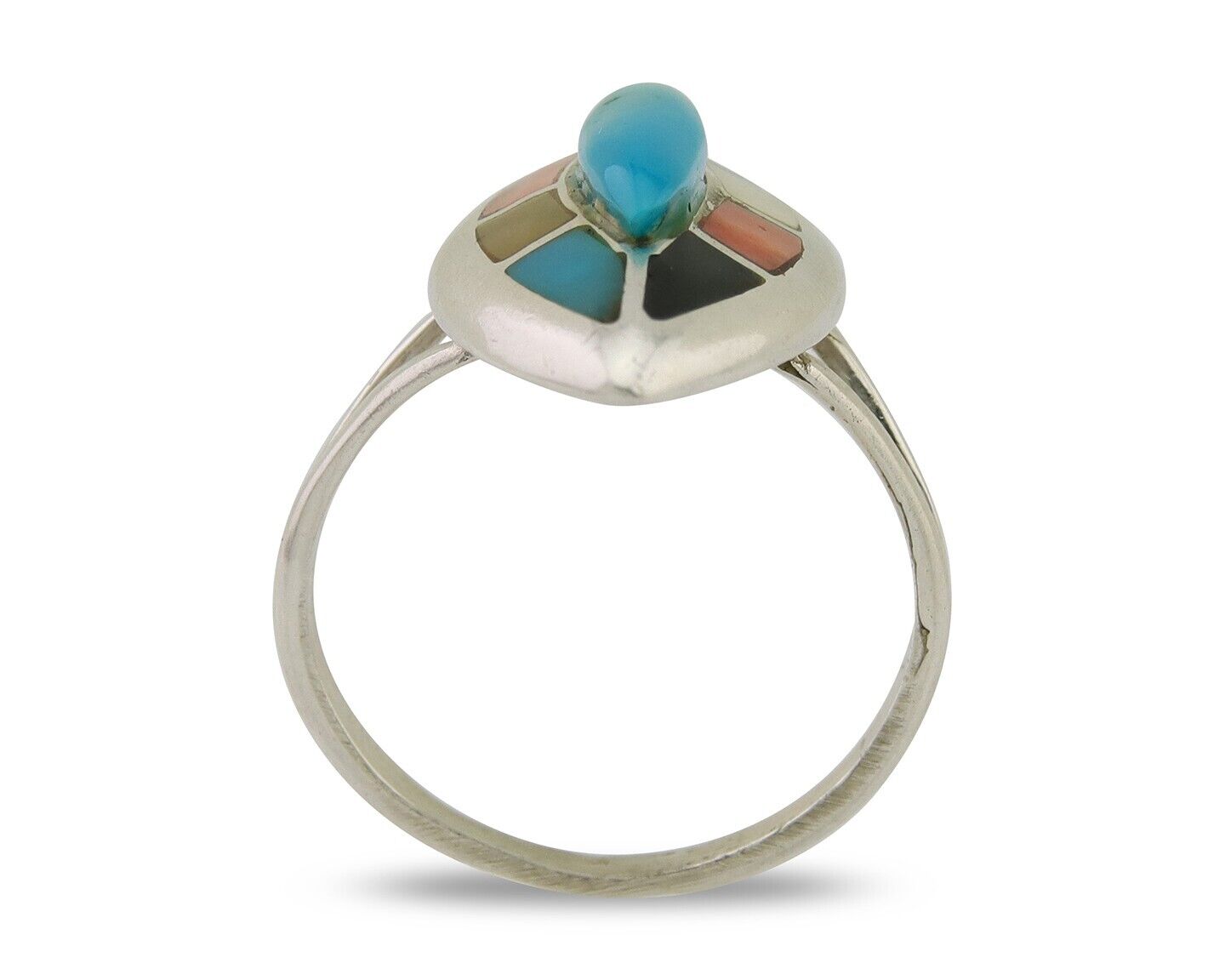 Navajo Ring 925 Silver Turquoise Shell Onyx Spiney Oyster Native Artist C80's