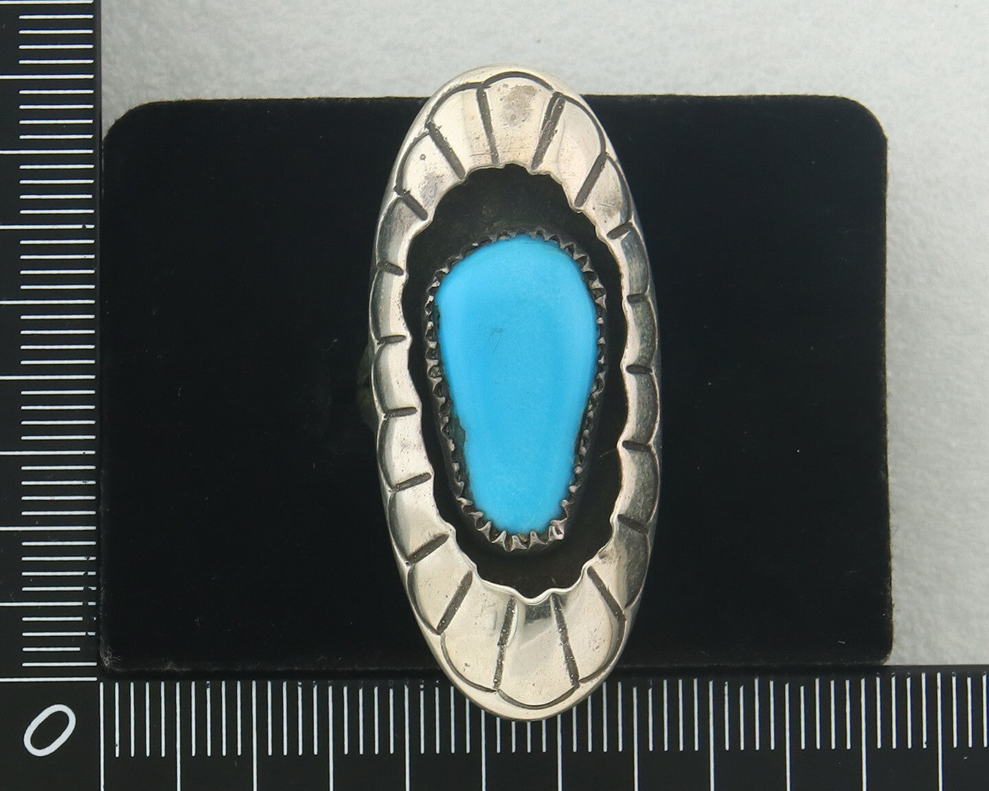 Vintage Ring 925 Sterling Authentic Turquoise Artist Signed Size 7.75