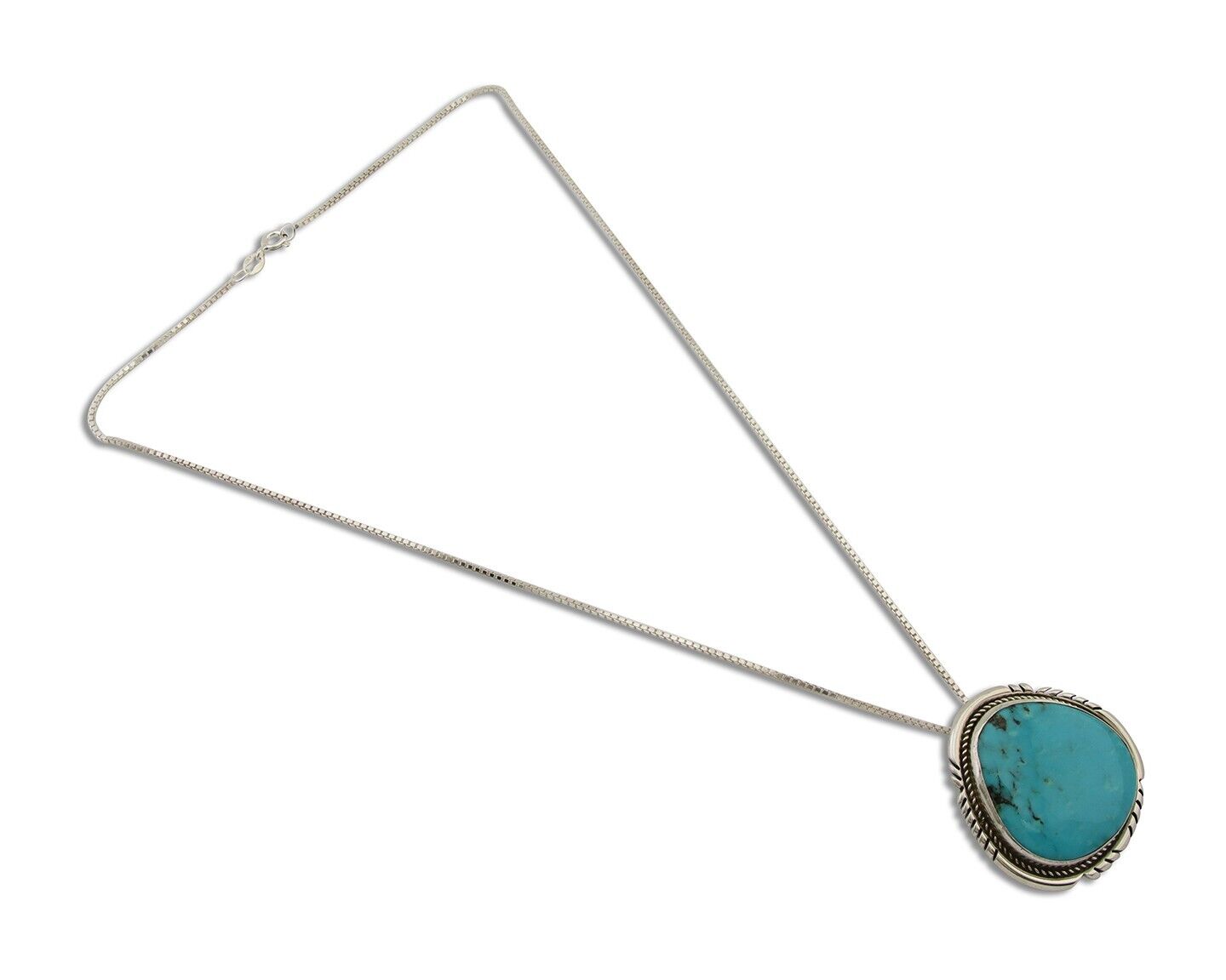 Navajo Necklace 925 Silver Blue Turquoise Artist Signed Doug Zachary C.80's