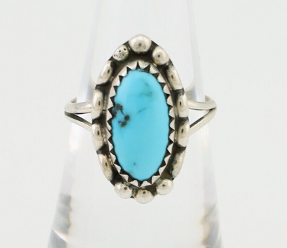 Navajo Ring 925 Silver Sleeping Beauty Turquoise Artist Signed SC C.80's