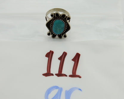 Navajo Handmade Ring 925 Silver Natural Arizona Turquoise Artist C.80's