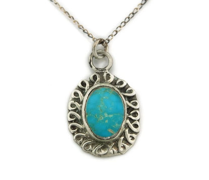Navajo Necklace Sterling Silver Natural Blue Turquoise Handmade Vintage
