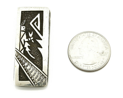 Navajo Money Clip .925 Silver & Nickle Hand Stamped Artist Richard Begay