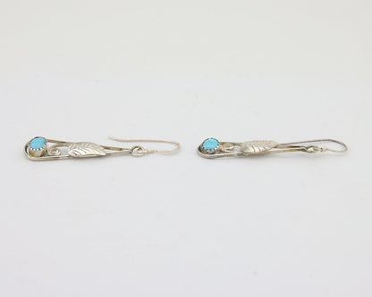 Navajo Dangle Earrings 925 Silver Natural Blue Turquoise Artist Signed JB C.80's