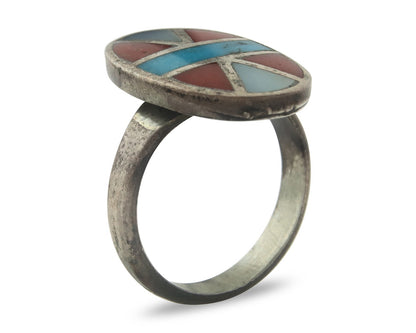 Vintage Zuni Ring Sterling Silver Authentic Gemstone Handmade Size 6.5