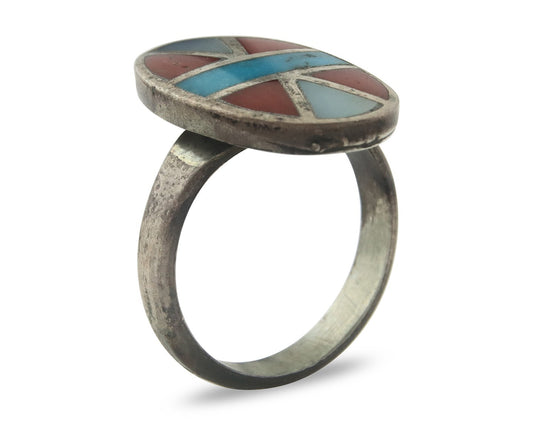 Vintage Zuni Ring Sterling Silver Authentic Gemstone Handmade Size 6.5