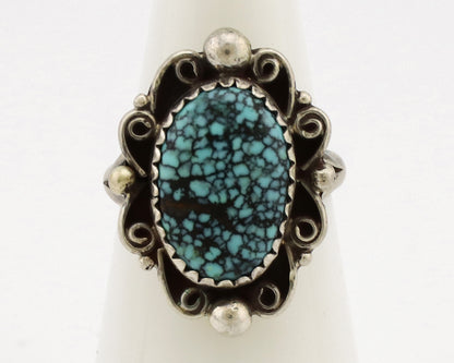 Navajo Ring .925 Silver Nevada Turquoise Native American Artist TALHAT C.1980's