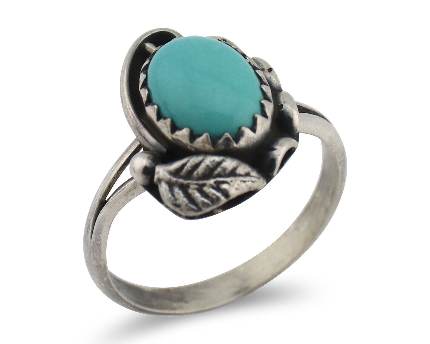 Navajo Ring 925 Silver Sleeping Beauty Turquoise Native American Artist C.80's