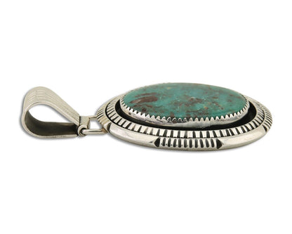 Navajo Pendant 925 Silver Natural Turquoise Artist Signed Lidia Begay C.80's
