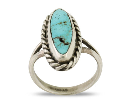 Navajo Handmade Ring 925 Silver Kingman Turquoise Native American Artist C.80's