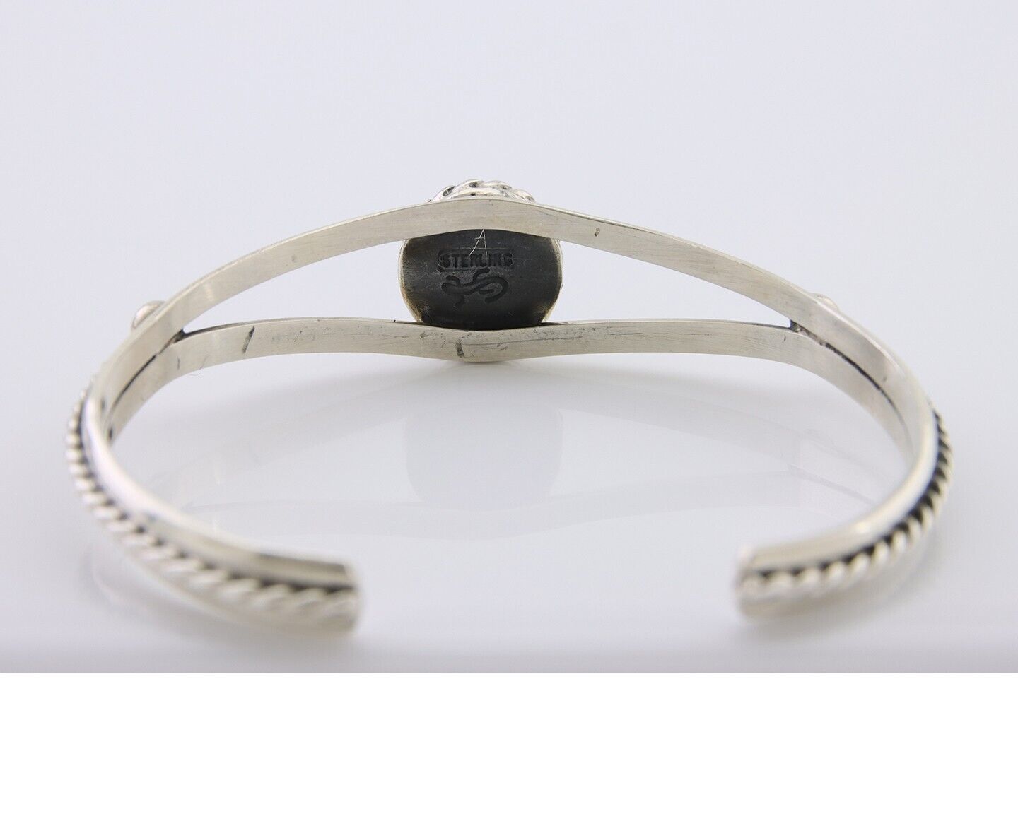 Navajo Bracelet 925 Silver Natural Turquoise Artist Signed Gecko C.80's