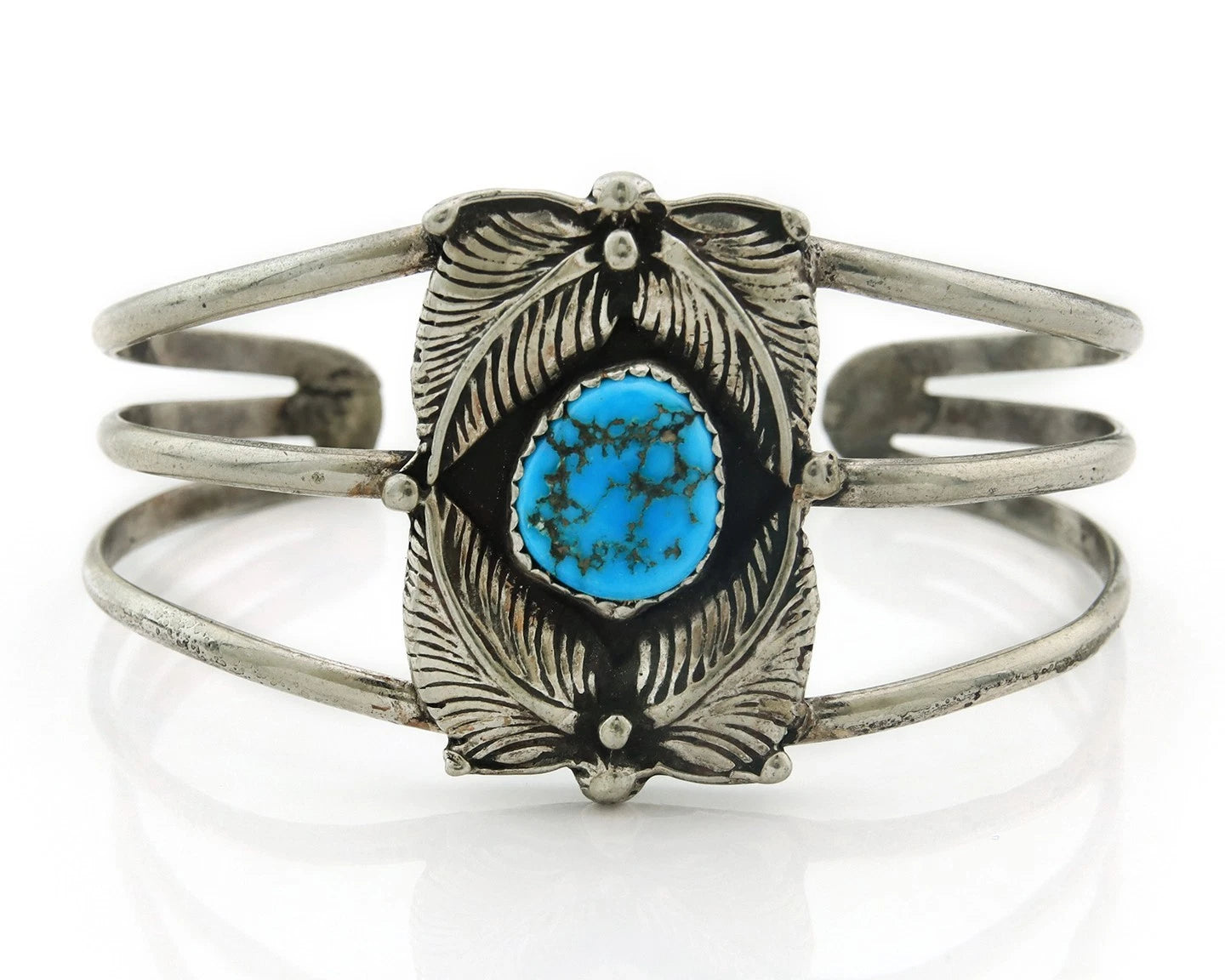 Navajo Cuff Bracelet Sterling Silver Turquoise Handmade Vintage Native Artist