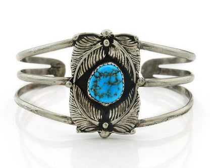Navajo Cuff Bracelet Sterling Silver Turquoise Handmade Vintage Native Artist