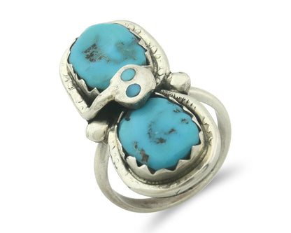 Vintage Zuni Ring 925 Sterling Silver Turquoise Signed Effie Calavasa Size 6.75