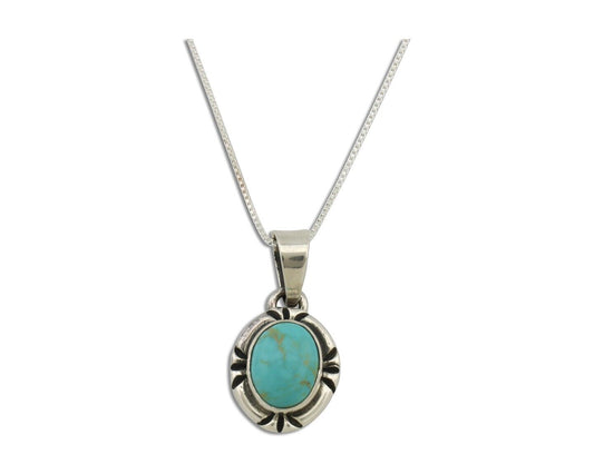 Navajo Necklace 925 Silver Arizona Turquoise Handmade Signed Gecko C.90's