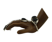 Navajo Slave Bracelet 925 Silver Black Onyx Signed Justin Morris C.80's