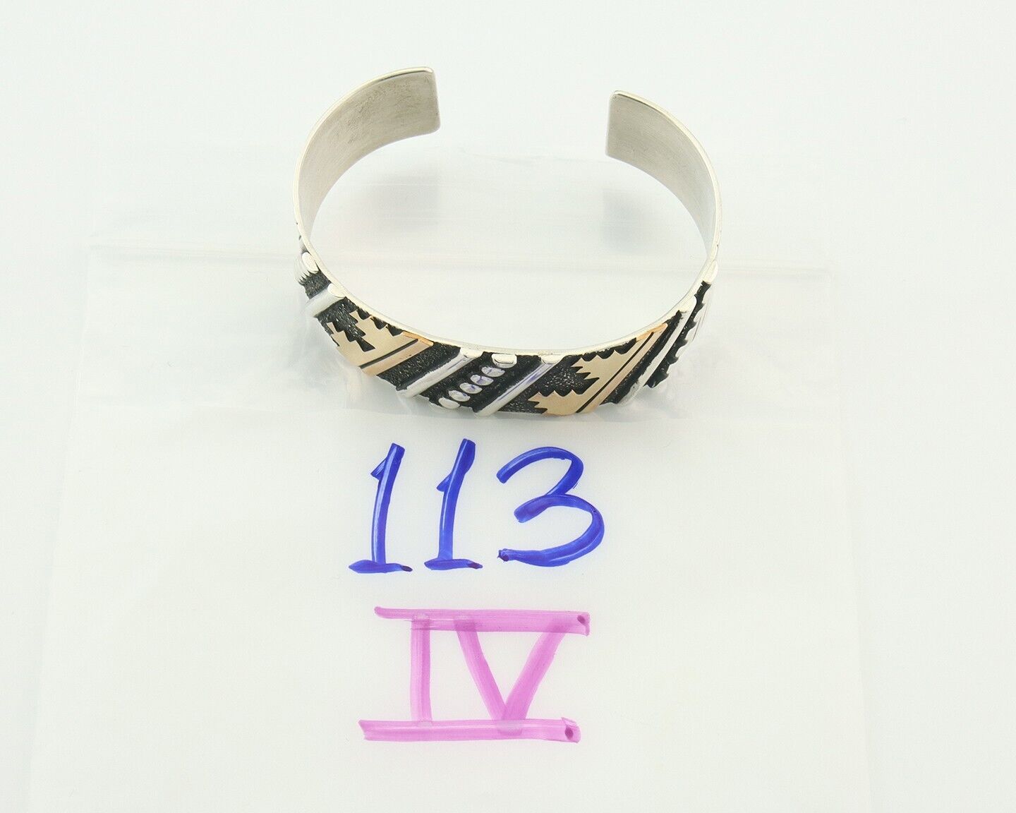 Navajo Bracelet Gold & 925 Silver Handmade 16 mm Wide Signed Thomas Singer C80s