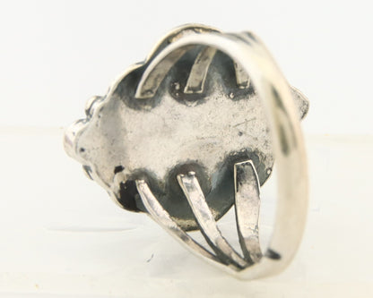 Navajo Ring 925 Sterling Turquoise Handmade Native Artist C.80's Size 7.0