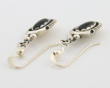 Navajo Dangle Earrings 925 Silver Natural Black Onyx Native American C.80's