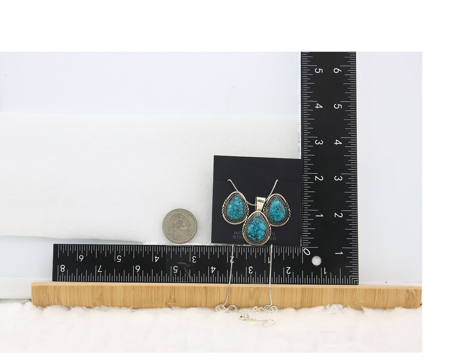 Navajo Necklace Earrings Set Sterling Silver Turquoise Vintage Signed AB