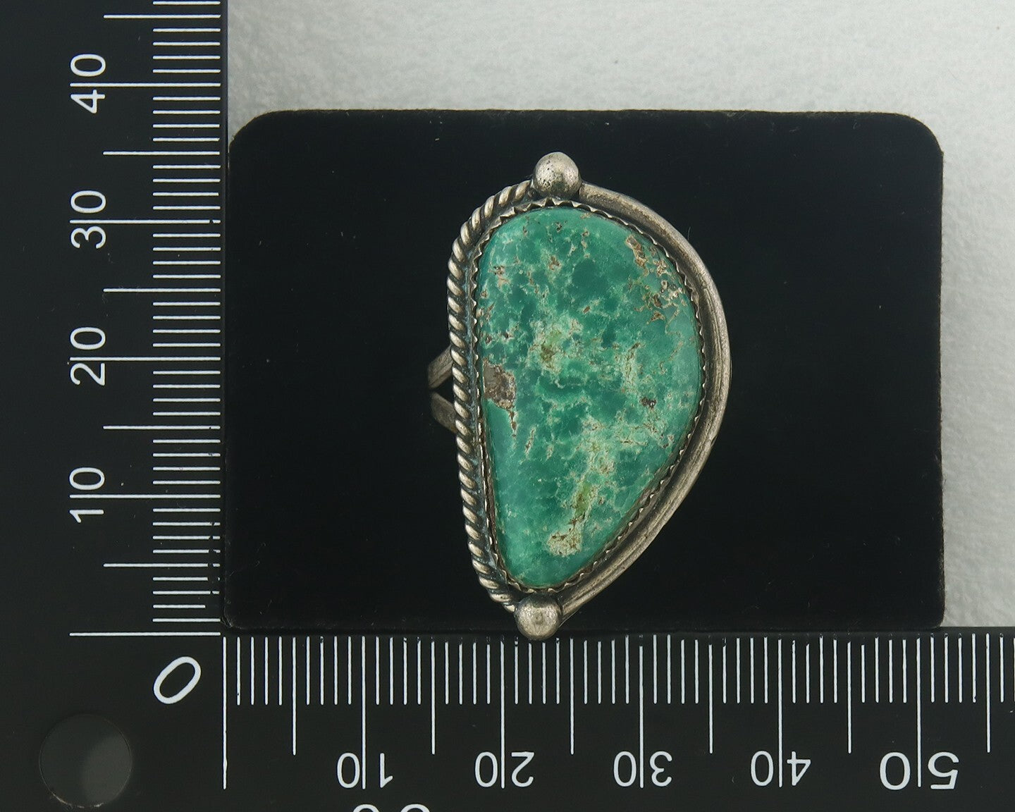 Vintage Navajo Ring 925 Sterling Authentic Turquoise Artist Signed TS Size 7.25