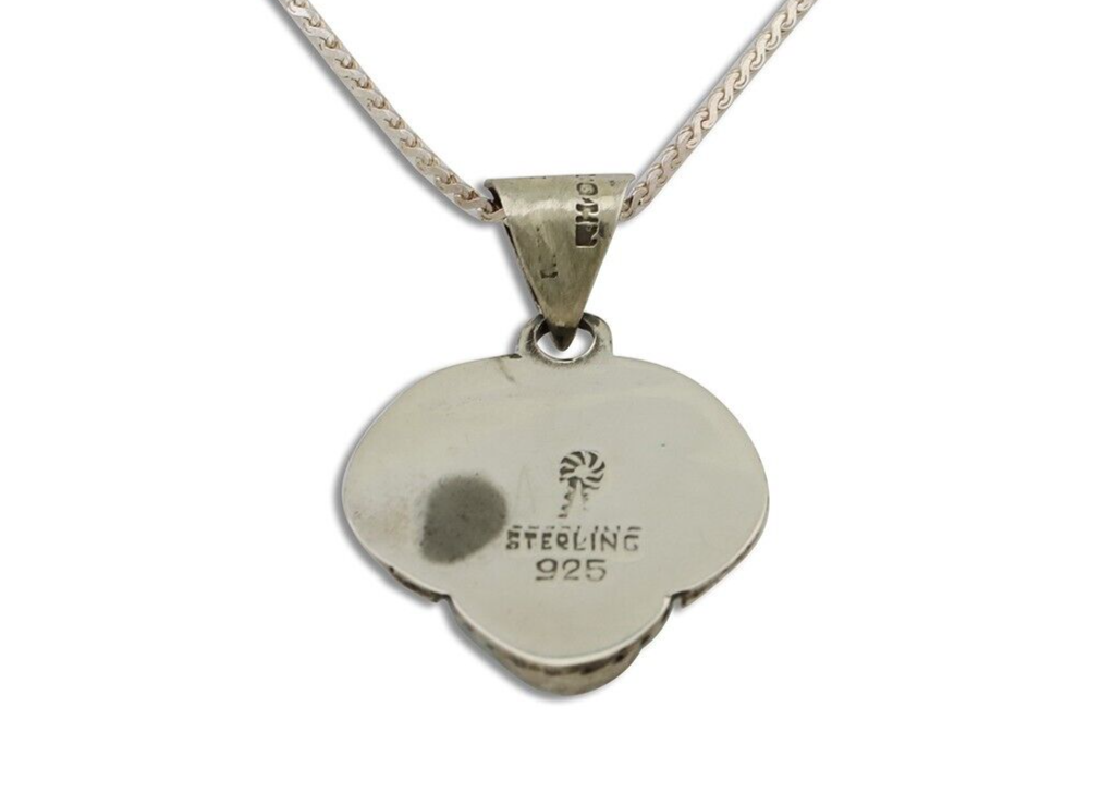 Navajo Turquoise Handmade Necklace 925 Silver Signed Pinwheel C.80's