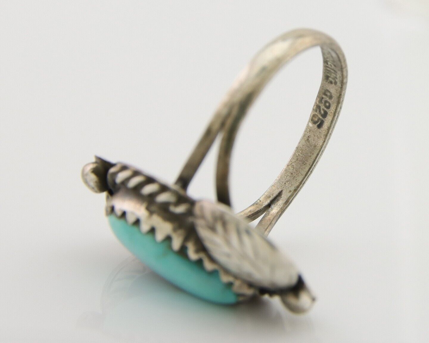 Navajo Ring 925 Silver Natural Blue Turquoise Native American Artist C.80's