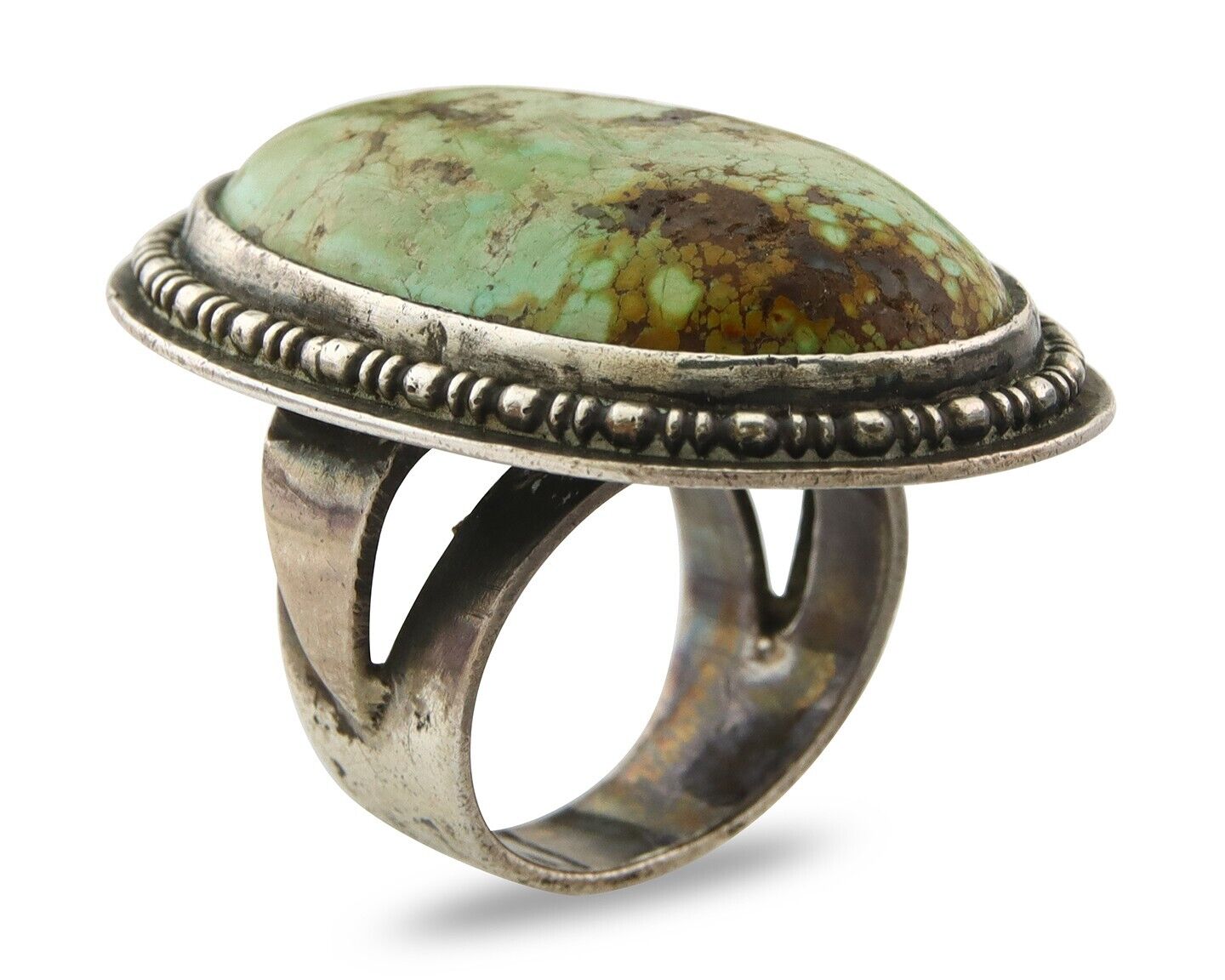 Vintage Navajo Ring 925 Silver Turquoise Native Artist C.80's Size 7