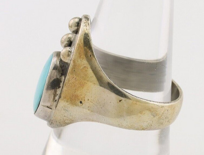 Navajo Ring 925 Silver Sleeping Beauty Turquoise Native American Artist C.80's