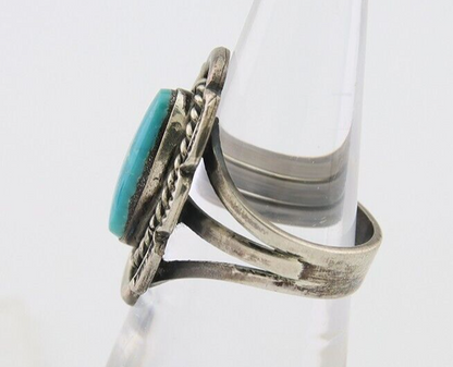 Navajo Ring 925 Silver Bisbee Turquoise Signed Herbert Cayatineto C80s Size 7.5