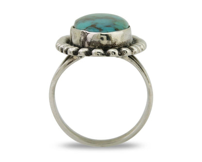 Navajo Shield Ring 925 Silver Arizona Turquoise Native Artist C.80's