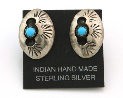Navajo Concho Earrings Sterling Silver Handmande Vintage Hand Stamped Native Art