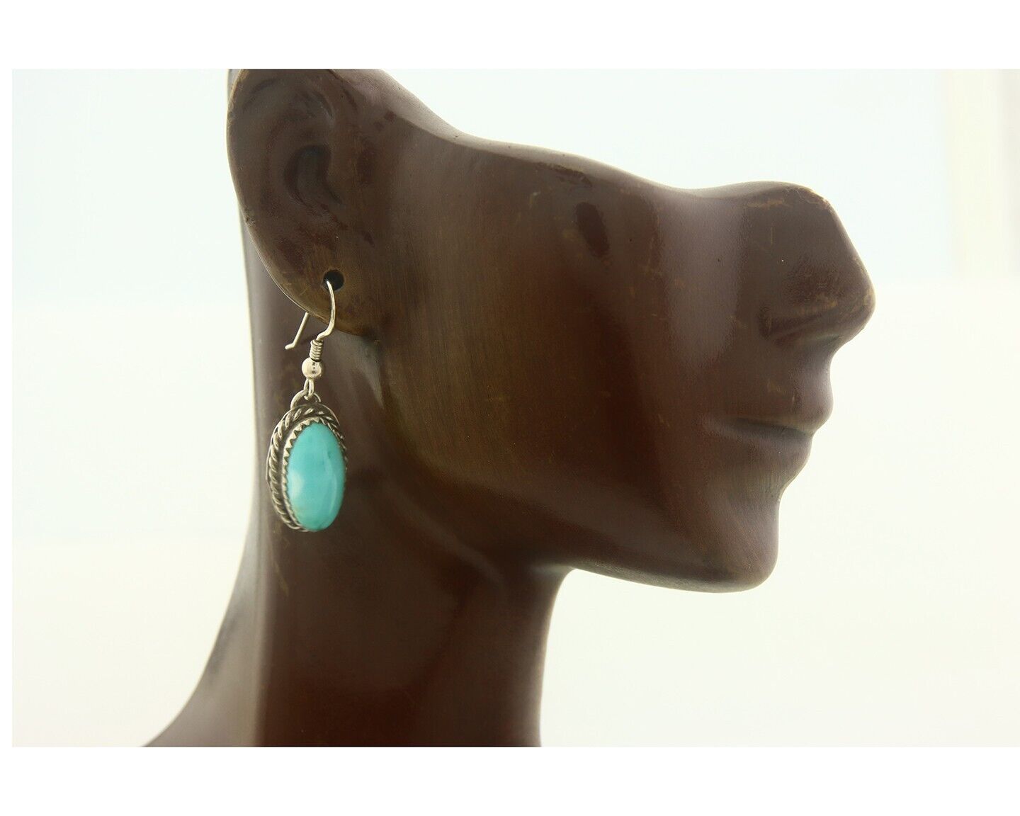 Navajo Earrings 925 Silver Natural Turquoise Artist Signed Davina Benally C.80's