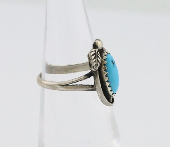 Navajo Ring 925 Silver Sleeping Beauty Turquoise Signed SkyStone Creations C80s