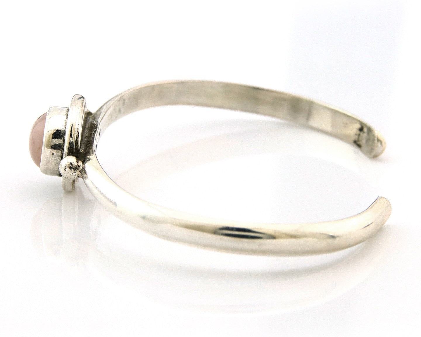 Navajo Cuff Bracelet Sterling Silver Natural Mined Pink Quartz Native Artst