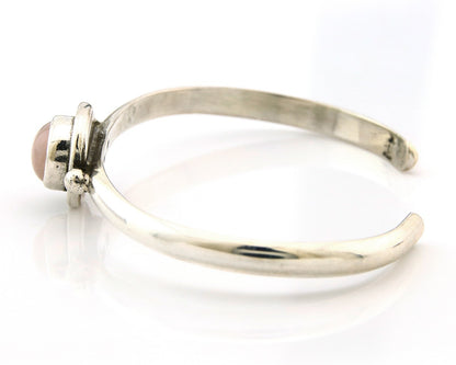 Navajo Cuff Bracelet Sterling Silver Natural Mined Pink Quartz Native Artst