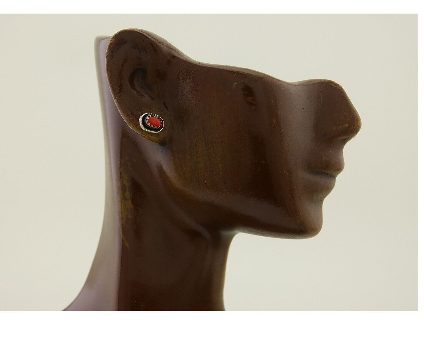 Navajo Earrings 925 Silver Natural Red Coral Native American Artist C.80's