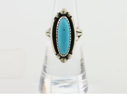 Navajo Ring 925 Silver Kingman Turquoise Artist Signed SC Size 6.0 C.80's