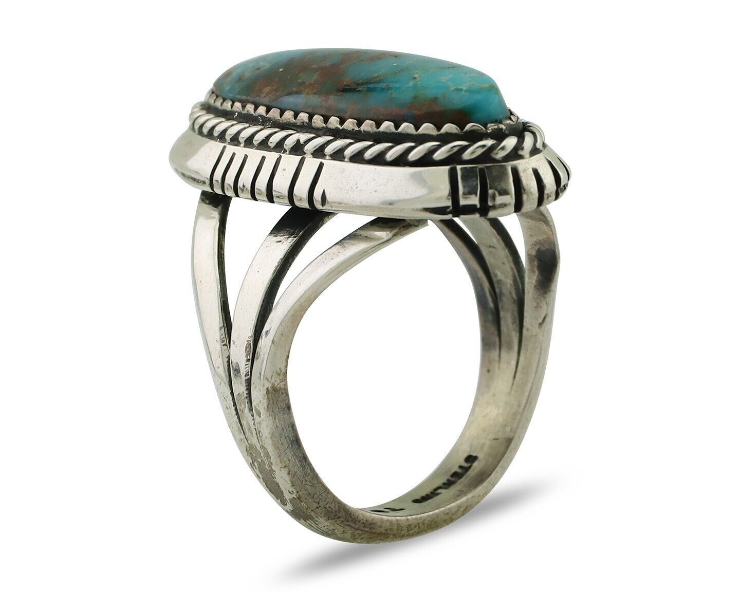 Navajo Handmade Ring 925 Silver Nevada Turquoise Artist Signed TS C.80's