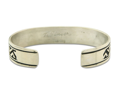 Mens's Navajo Bracelet 925 Silver Artist Signed Thomas Singer Cuff Made 1980's