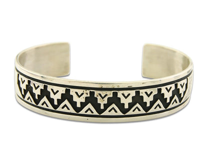 Navajo Bracelet 925 Silver Handmade Cuff Artist Signed Tom Billy C.80's