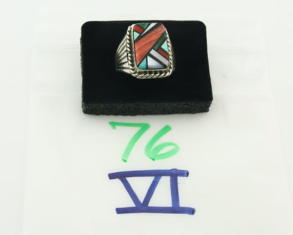 Vintage Navajo Ring 925 Sterling Natural Gemstone Signed C Montoya Size 11