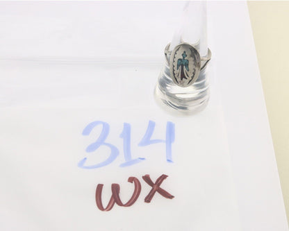 Navajo Ring 925 Sterling Natural Chip Inlay Coral & Turquoise C.80's Size 8.0