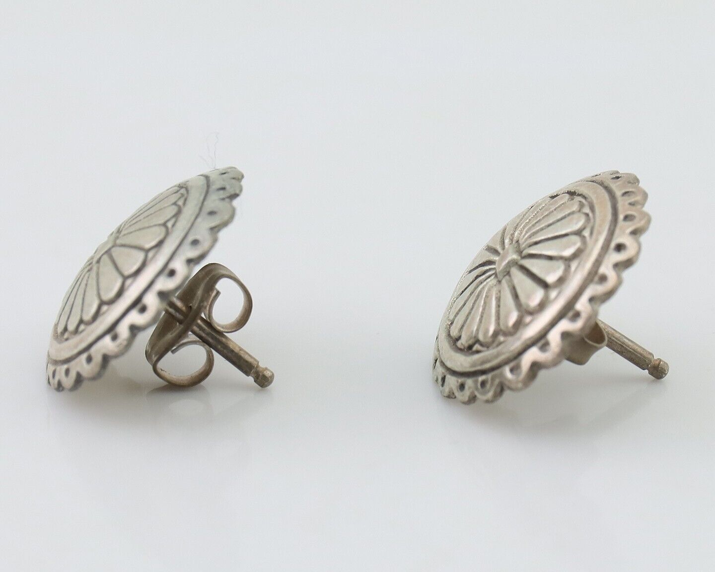 Navajo Small Shield Earrings 925 Silver Native American Artist C.80's